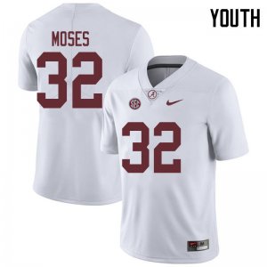 NCAA Youth Alabama Crimson Tide #32 Dylan Moses Stitched College 2018 Nike Authentic White Football Jersey VR17X60ET